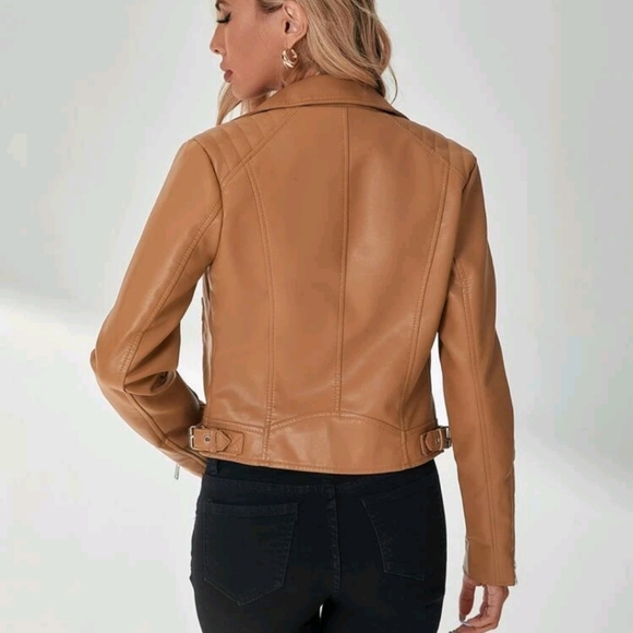 Zip Up PU Moto Jacket - Picture 2 of 7